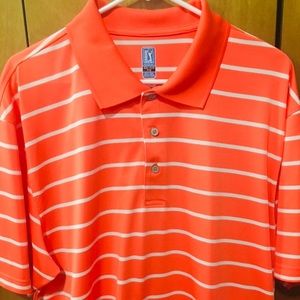 Men’s PGA Tour orange/white striped polo